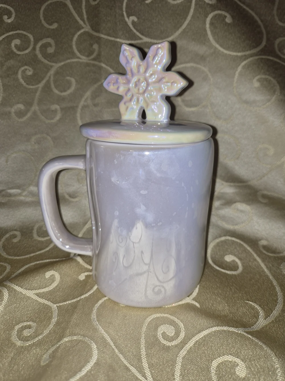 Rae Dunn Iridescent Pastel 'WHITE CHRISTMAS' Mug with Snowflake Lid